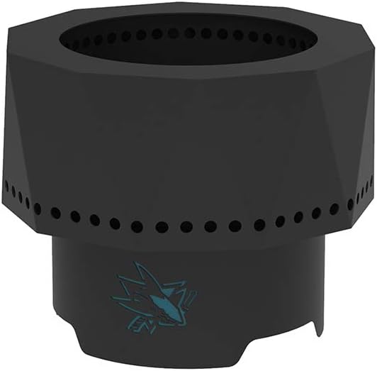 Blue Sky Outdoor Living NHL San Jose Sharks Ridge Portable Steel Smokeless Fire Pit with Carrying Bag, Firewood and/or Wood Pellet Burning