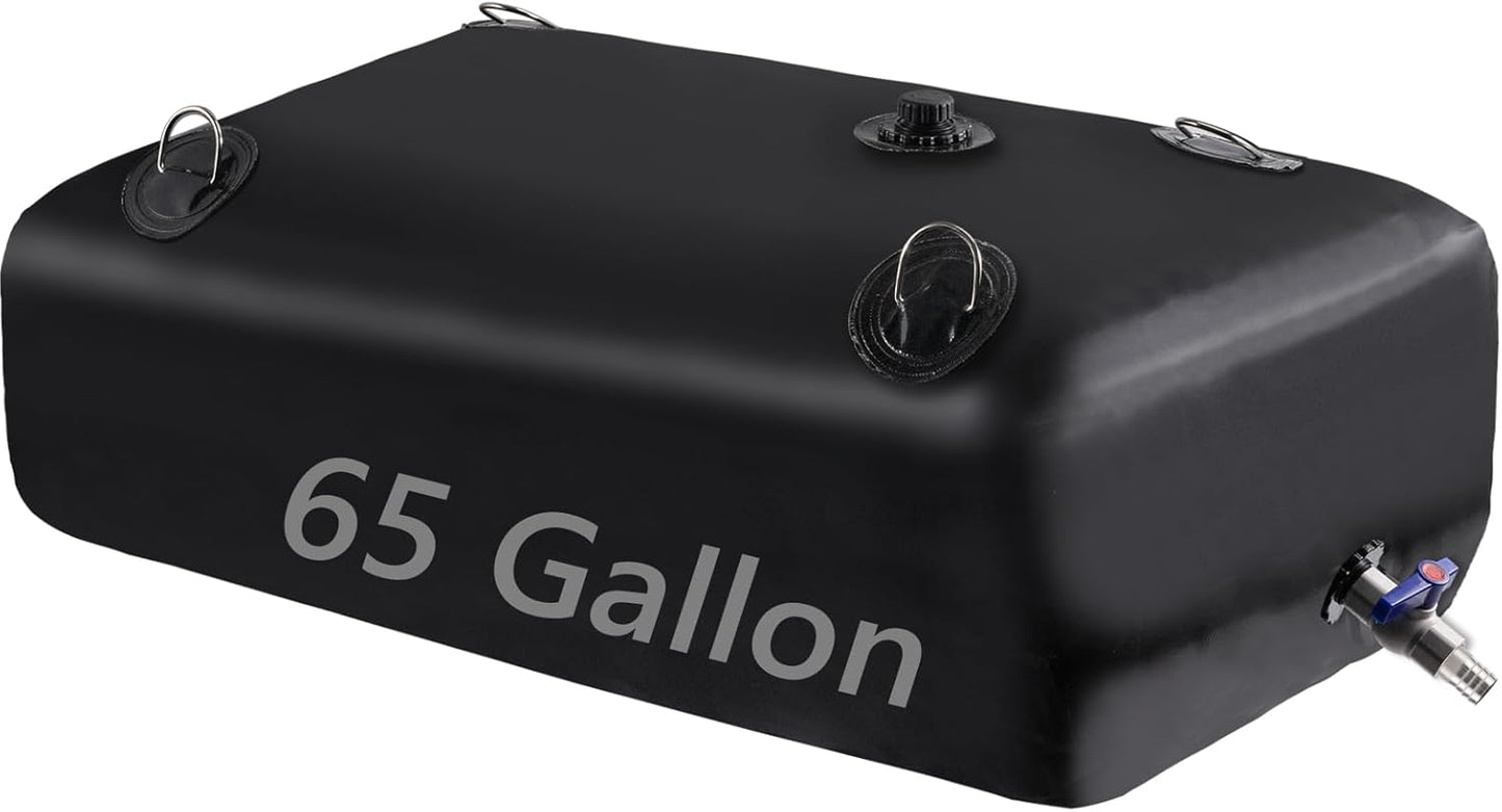 Water Storage Bladder, Water Tank 65 Gallon Foldable Portable Water Storage, Large Water Storage Containers with 3/4" PVC Spigot and Overflow Kit for Camping, Garden, Emergency Water Storage