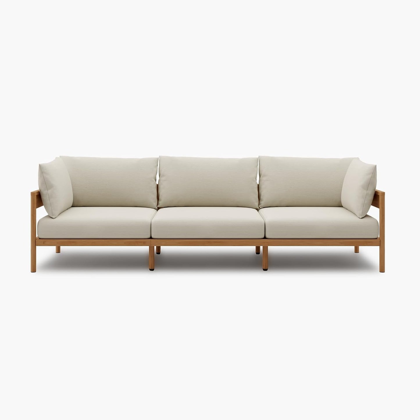 Acanva Modern Outdoor Patio Furniture Set, All-Weather Aluminium Conversation Sectional Sofa with Thick Cushions for Backyard, Garden, Porch, Couch, Beige