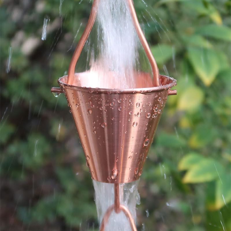Nutshell Stores Steel Cups Rain Chain - Copper Plated - 14 Feet