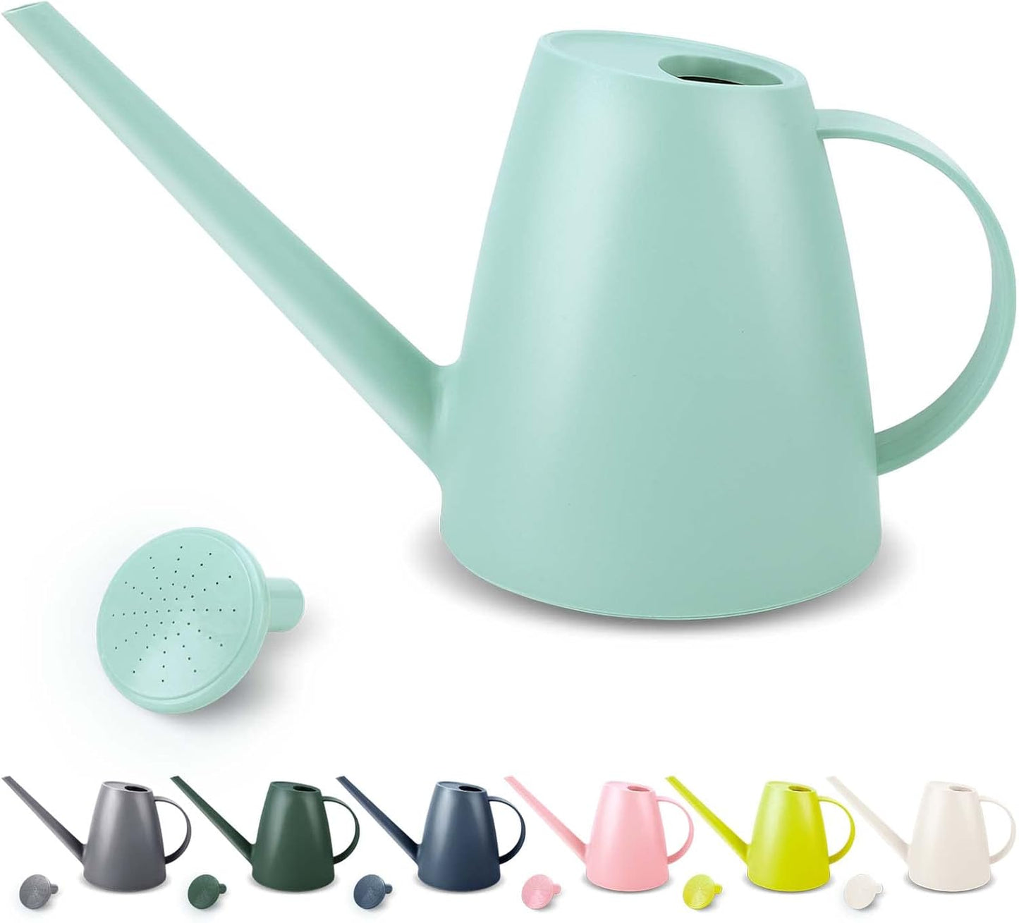 Qilebi Long Spout Small Watering Can for Indoor & Outdoor Plants, House Plant, Garden Flower, 1. 8L 1/2 Gallon (Green)