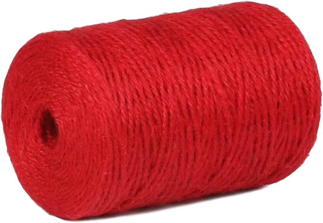 2mm 600ft Colored Natural Jute Twine String for Gift Wrapping Craft Baker Plant Christmas Ribbon Twine Handmade Arts Decoration Thin Packing String Home Decor