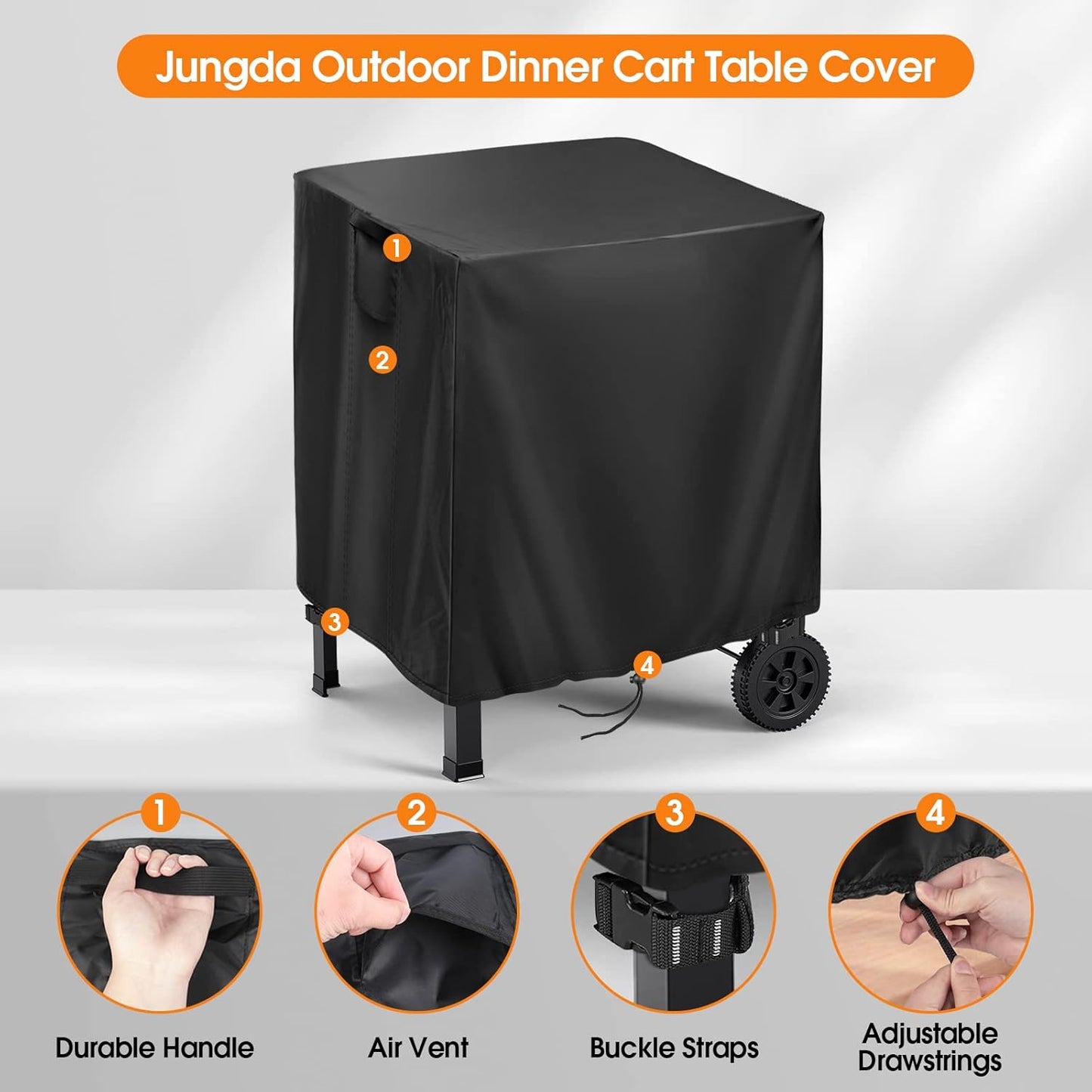 Outdoor Prep Table Cover for Inkmin Double-Shelf Movable Dining Cart Table, Patio Bar Cart Cover, Waterproof Outdoor Grill Cart Covers Pizza Oven Covers - 27 x 22 x 30 Inch