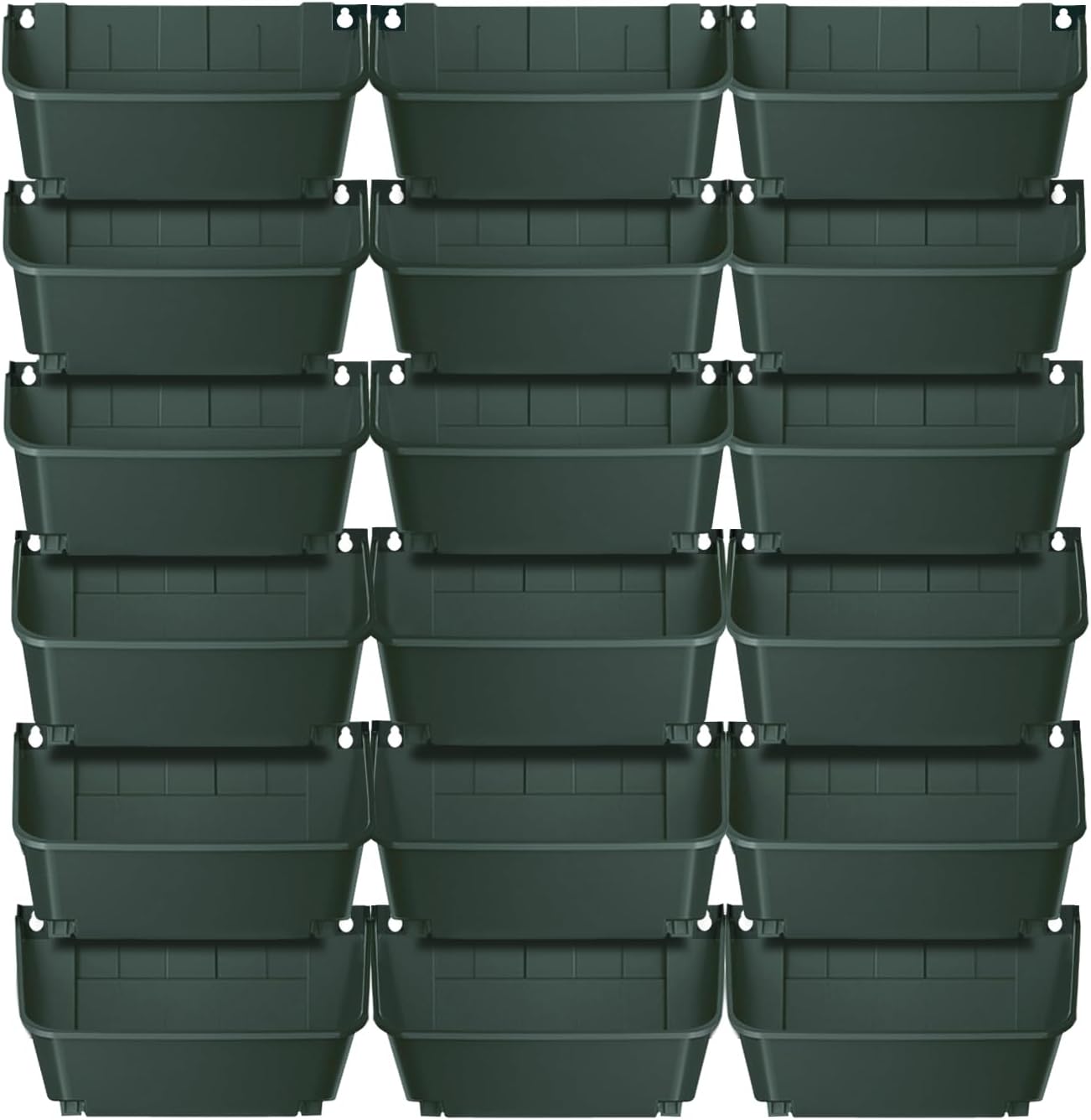 Eapmic Vertical Wall Planter with 18 Pots, Hanging Garden Plant Flowerpot Holder, Stackable Wall-Mounted Planter, Balcony Planters for Flowers Vegetables Fruits (Dark Green, 18 Pots)