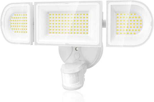 Olafus 180W Motion Sensor Outdoor Lights, 18000lm Dusk to Dawn LED Flood Lights Outdoor Wired, 6500K Daylight Motion Lights for Outside, IP65 Waterproof Exterior Security Light, White