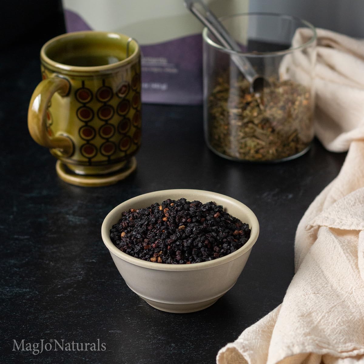 MagJo Dried Elderberries - 100% Wild crafted Dried Elder berries - 2lb Bulk - Non-Irradiated, Non-GMO, Whole Black Elderberry Immune Support - Raw Vegan Sambucus 2 Pack