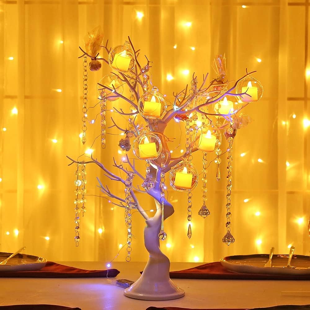 12 Pcs 3.15"/ 8cm Hanging Candle Holder Glass Globes for Candles, Air Plant Holders Terrarium Hanging Tea Lights Candle Holder Home Wedding Party Tree Decoration