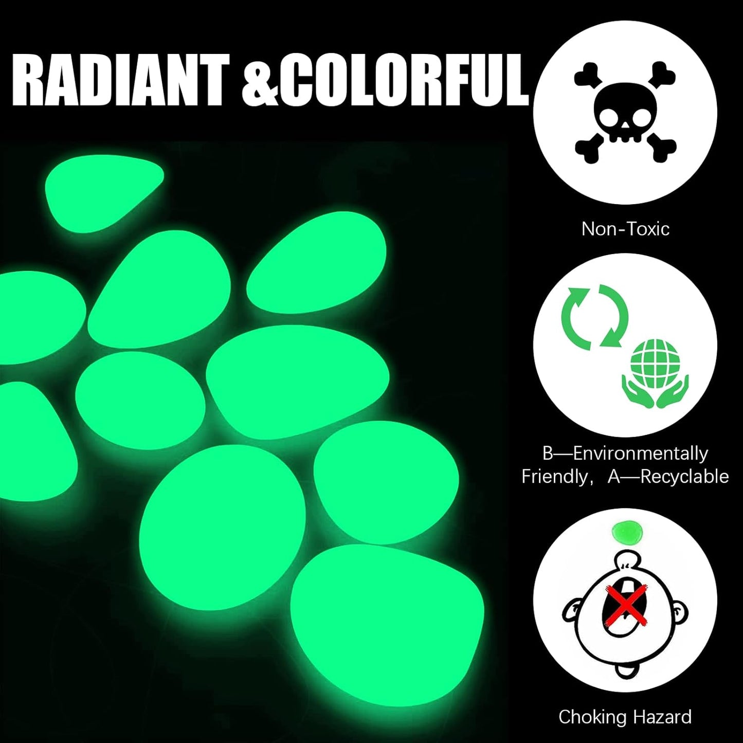 1000PCS Blue Long Term Glowing Decorative Stone, Glow in The Dark Rocks Light Perfect Indoor Outdoor Decor Fit for Garden Sidewalk Fish Tank Grass Flower Pots (0.3-04in/0.8-1cm)