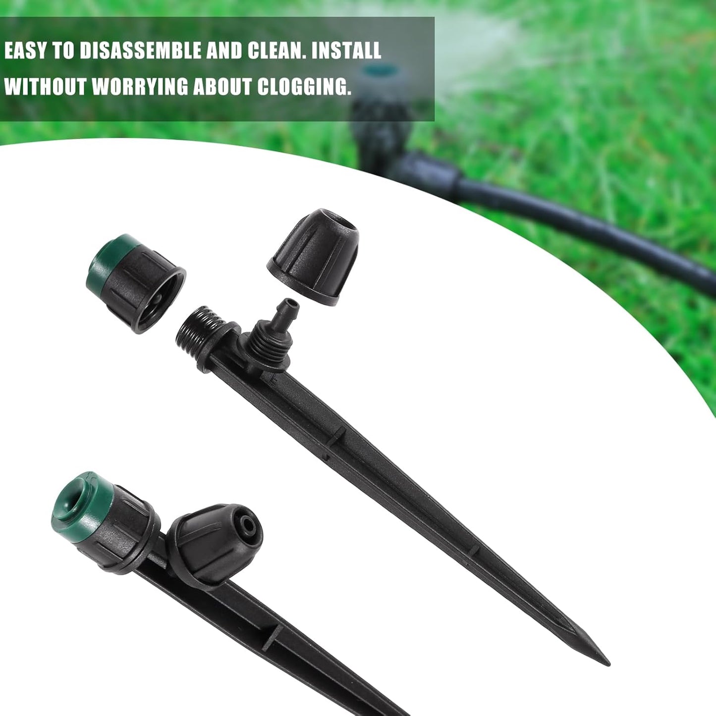 50pc Leak-Proof Drip Irrigation Emitters Sprayers for 1/4" Tubing, with Lock Barbed Adjustable 360 Degree Water Flow Drippers Sprayer for Garden Watering System. (50pcs-360 Degree Sprayer)