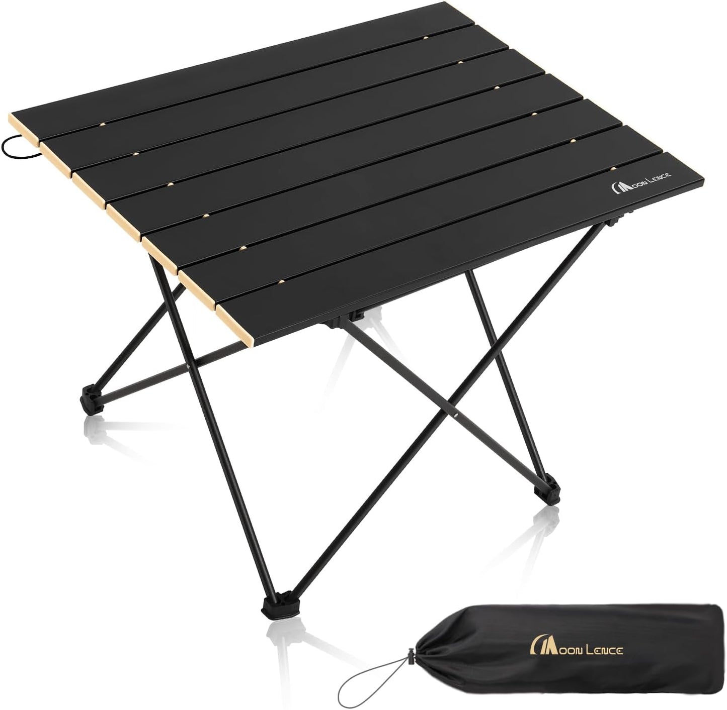 MOON LENCE Folding Outdoor Aluminum Camping Table Portable Ultralight Compact Backpacking Travel Table for Beach, Picnics, Hikin (Gold, Large)