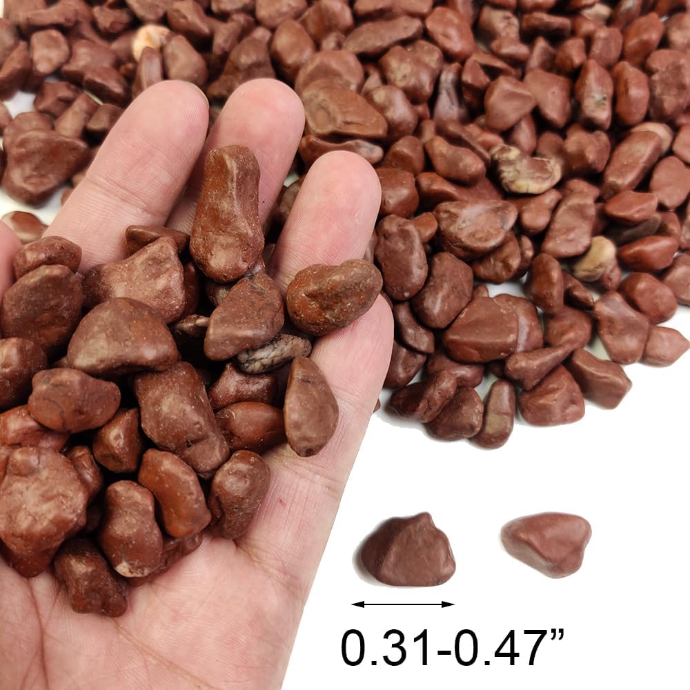 HappyFiller Small Red River Rocks Decorative Pebbles Natural Aquarium Gravel Stones for Fish Turtle Tank,Soil Cover,Indoor Outdoor Garden Succulent Potted Plants Top Dressing,Zen Garden,2 LB