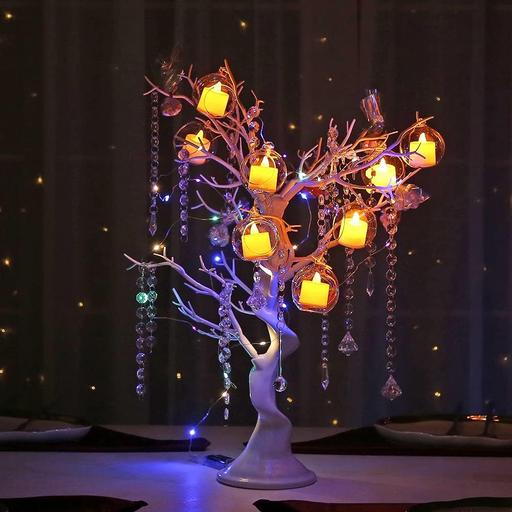 12 Pcs 3.15"/ 8cm Hanging Candle Holder Glass Globes for Candles, Air Plant Holders Terrarium Hanging Tea Lights Candle Holder Home Wedding Party Tree Decoration
