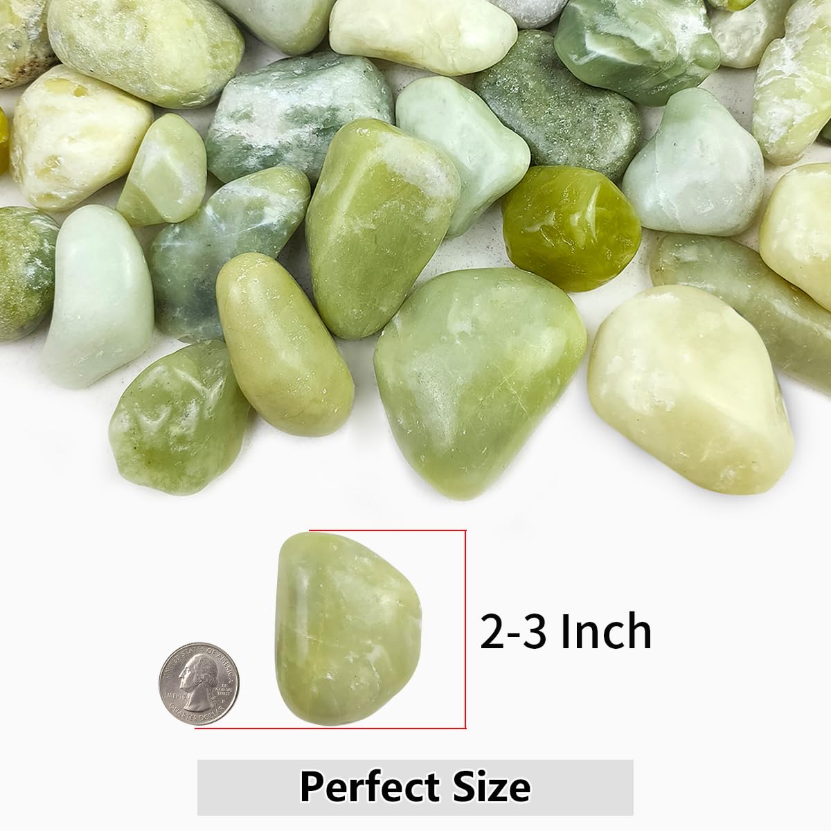 10lbs Jade River Rocks, 2-3 Inch Natural Pebbles for Indoor Plants, High Polished Decorative Stones Vase Filler Fish Tank Aquariums Landscaping Garden Outdoor and Indoor DIY