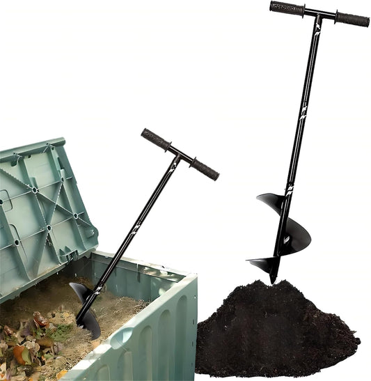 Compost Turning Tool Compost Stirring Tool,Compost Turning Bar 33.4inch,Manual Compost Aerator Tool Turner & Mixing Tool for Outdoor,Composting Accessories (Black-33.4IN)