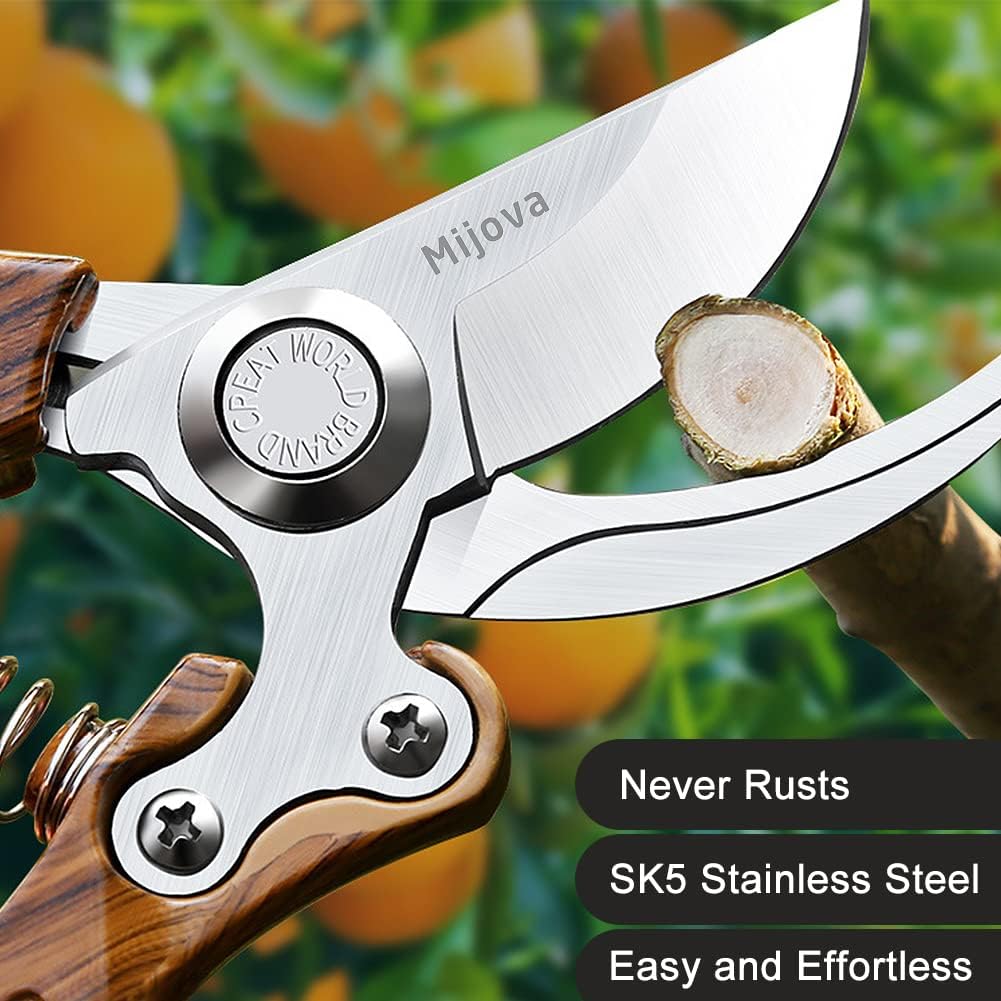 Garden Pruners, Heavy Duty Garden Clippers,Pruning Shears with Adjustable Thumb Lock,Hand Gardening Tools Pruners,Stainless Steel Sharp Gardening Scissors (Classic)