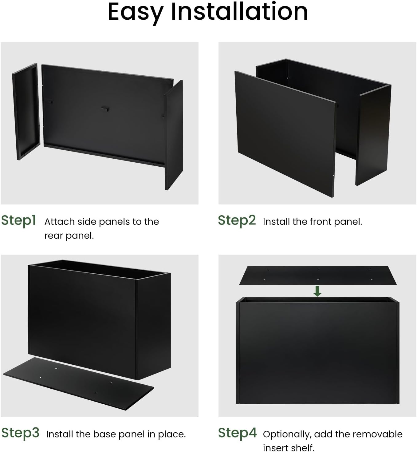 Heavy-Duty Steel Planter Box 38”x12”x24”, Rust-Resistant Large Outdoor & Indoor Plant Container, Metal Garden Box with Drainage Holes & Reinforced Edges