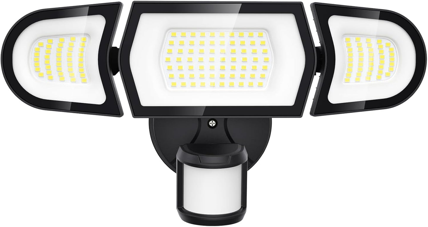 Olafus 100W LED Security Light Motion Sensor Outdoor Light, Motion Flood Light Dusk to Dawn, 9000LM Super Bright 6500K Exterior Motion Detector Floodlight for Garage Yard Porch Eave IP65, Black