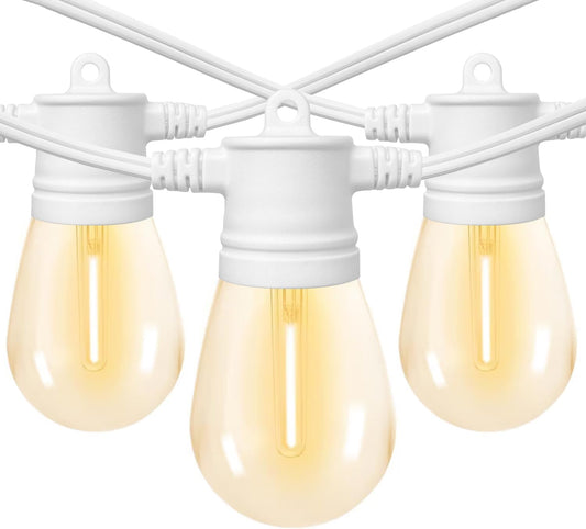 SUNTHIN White String Lights, 144FT(3 Pack 48ft) White Outdoor Lights with Shatterproof LED Bulbs for Patio, Garden, Backyard, Porch, Cafe, Deck, Wedding, Party
