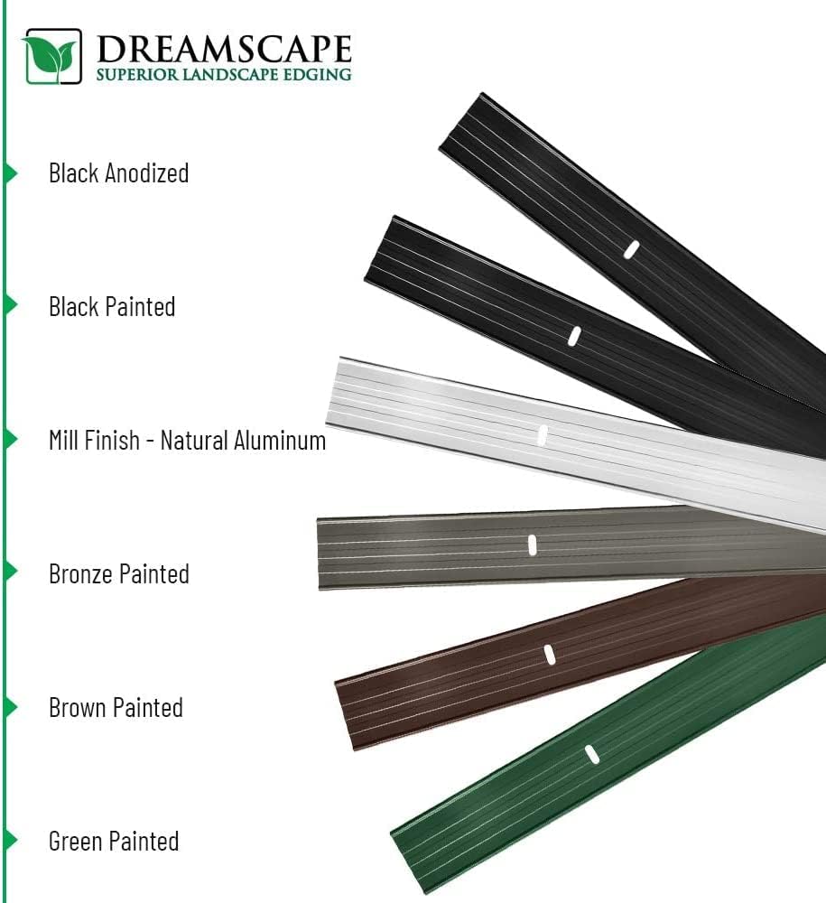 Dreamscape E-Z Edge Aluminum Landscape Edging - 8 Strips, 6ft Each (48ft Total), Bronze - Professional Quality Landscaping Border, Metal Divider for Lawn, Garden, Flowerbed…