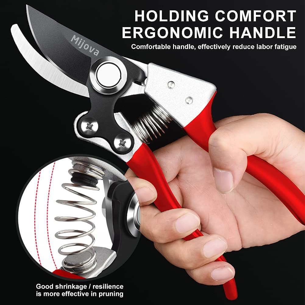 Garden Pruners, Heavy Duty Garden Clippers,Pruning Shears with Adjustable Thumb Lock,Hand Gardening Tools Pruners,Stainless Steel Sharp Gardening Scissors (MJ001)