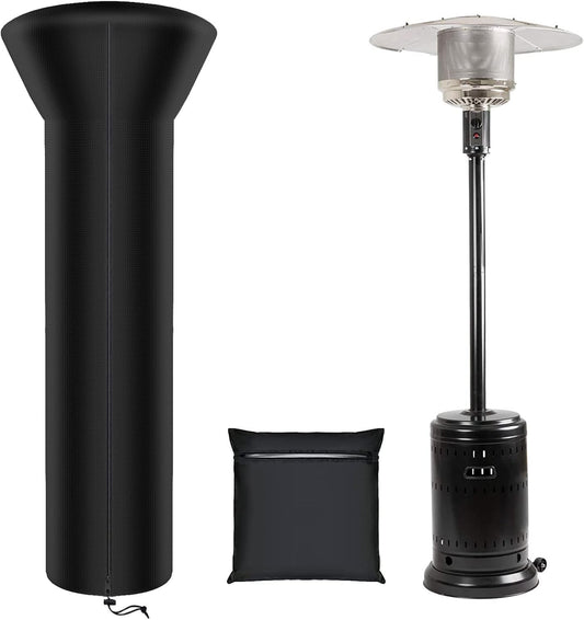 SIRUITON Patio Heater Covers with Zipper and Air Vent,Waterproof Outdoor Heater Cover, Dustproof,Wind-Resistant,UV-Resistant,Snow-Resistant,（87" Height x 33" Dome x 19" Base, 420D Black）