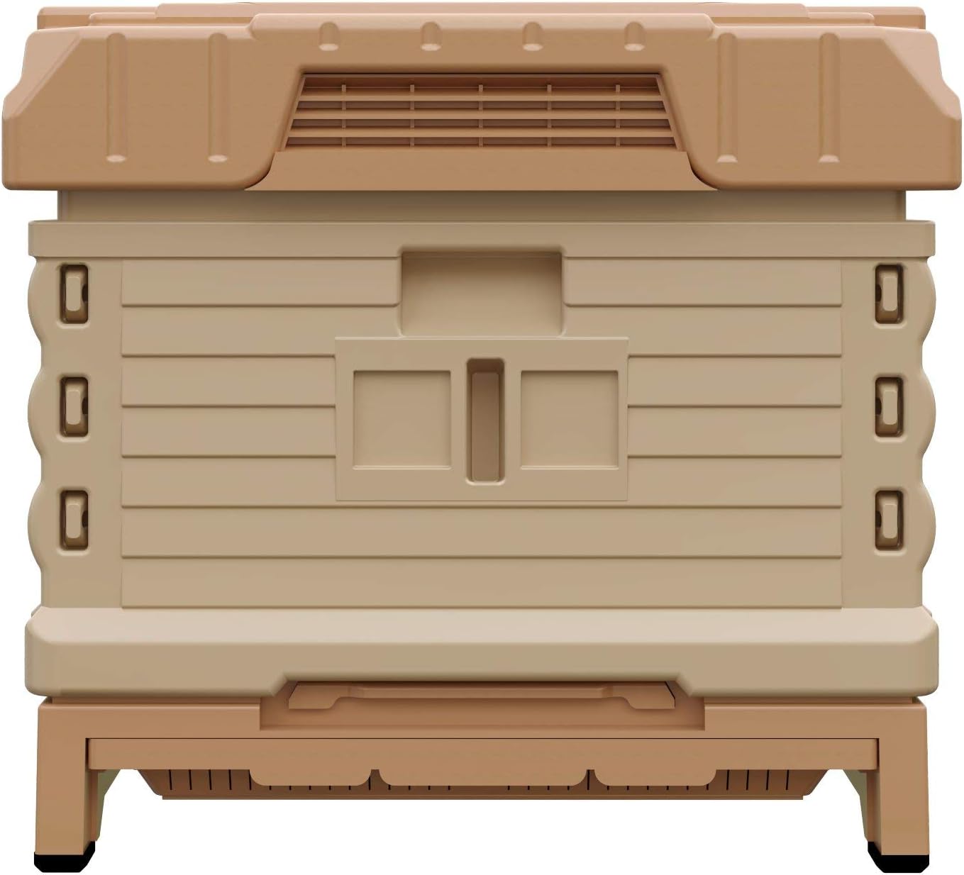 Ergo Insulated 10 Frame Bee Hive Set [NO Frames Included] (Single Hive, Tan Body Green Entrance)