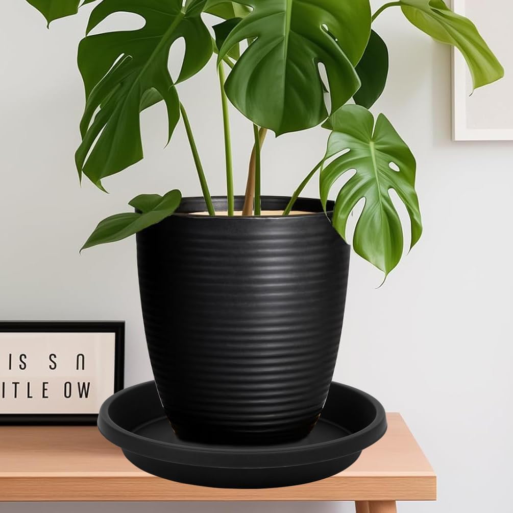 2 Pack Plant Saucer 14 Inch, Durable Plant Trays for Pots, Plant Drip Trays, Plant Water Catcher Tray for Plants, Plastic Plant Saucers for Indoors no Holes