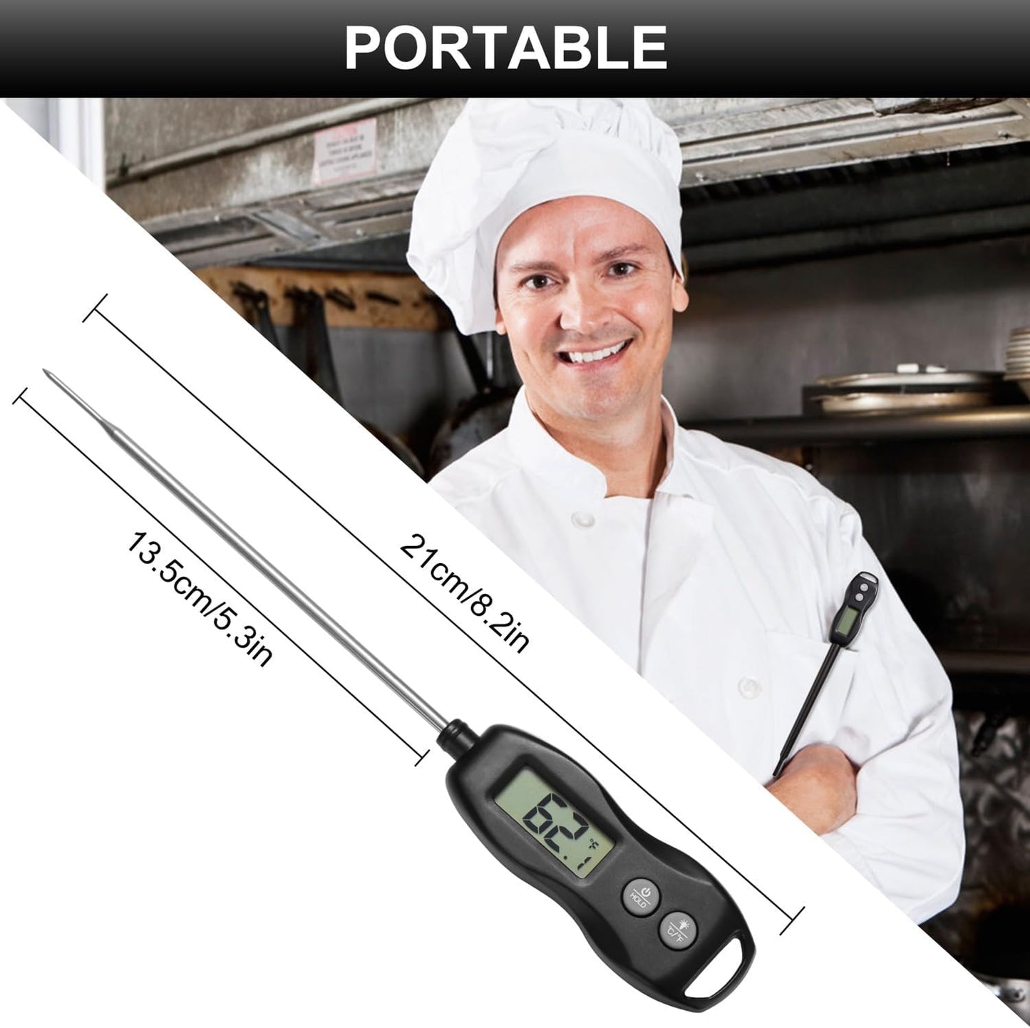 Digital Meat Thermometer Backlight,Waterproof Instant Read Food Thermometer for Cooking Grilling BBQ Baking Liquids Beef Turkey (Black)