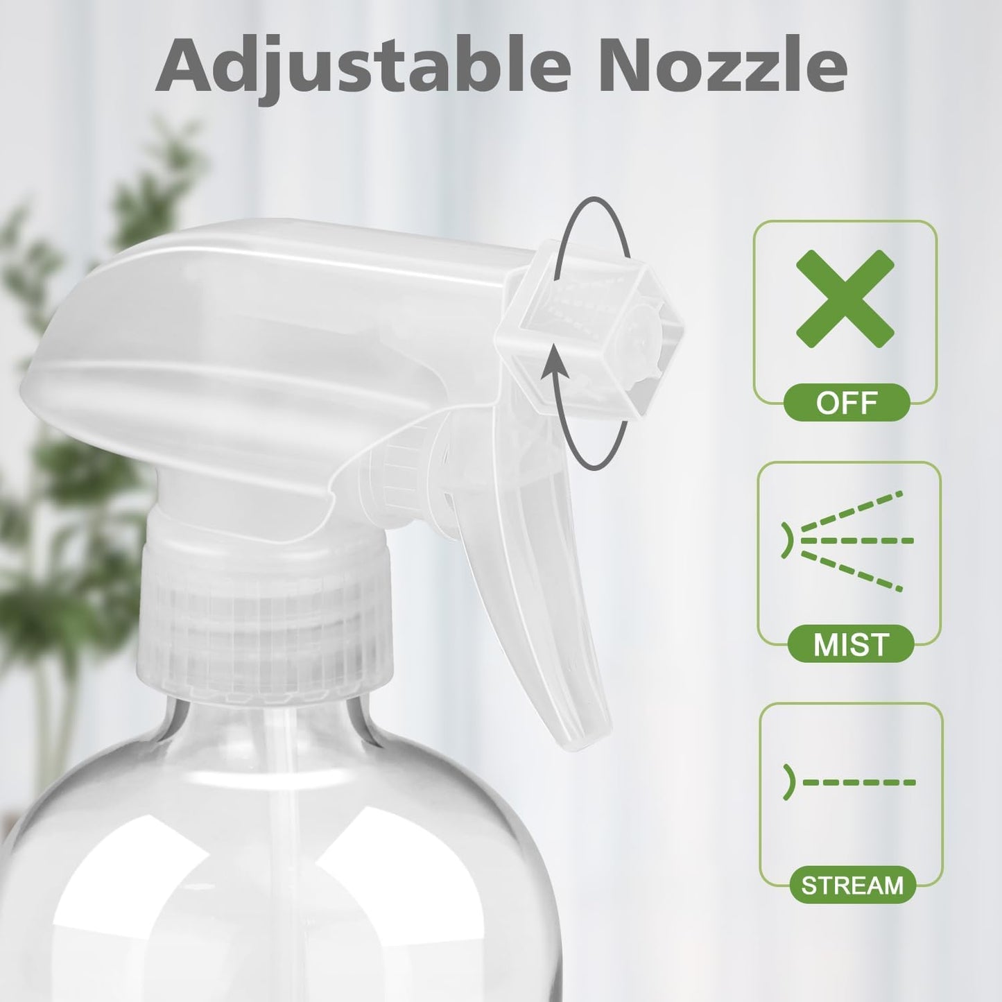 Glass Spray Bottles with Silicone Sleeve Protection, Empty 16 oz Refillable Containers, Reusable Spray Bottles with Adjustable Nozzle for Hair, Cleaning Solutions, 3 Pack Grey