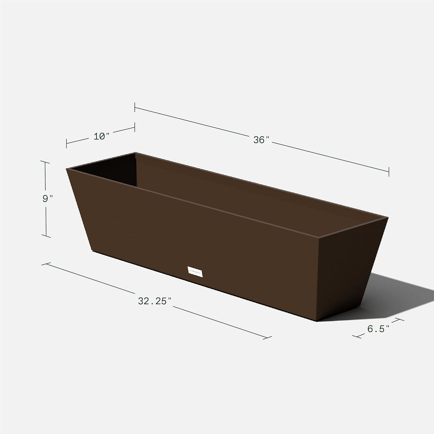 Veradek Pure Series Window Box Planter - Long Rectangular Planter for Indoor or Outdoor Windowsill/Balcony | Durable All-Weather Use with Drainage Holes | Modern Decor for Herbs, Small Plants, Flowers