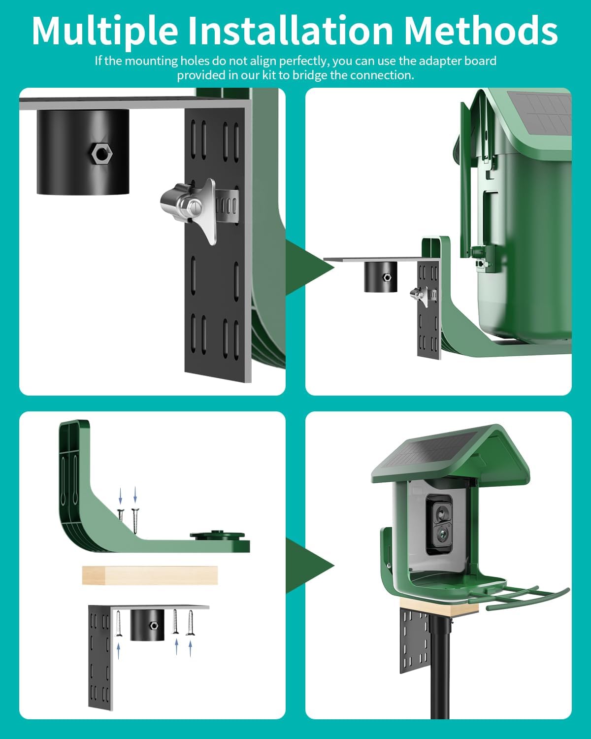 Bird Feeder Pole – 60 Inch Height Bird House Pole with 1-Inch Dia Heavy Duty for Birdfeeders, Feeding Stand with Mount Kit for Outdoor, Slip-Fit Connection