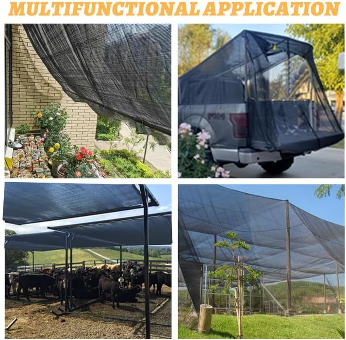 Cool Area 40% 6.5x16.5ft Sunblock Shade Cloth Cover Mesh UV Resistant Net for Garden Flower Plant Greenhouse, Black