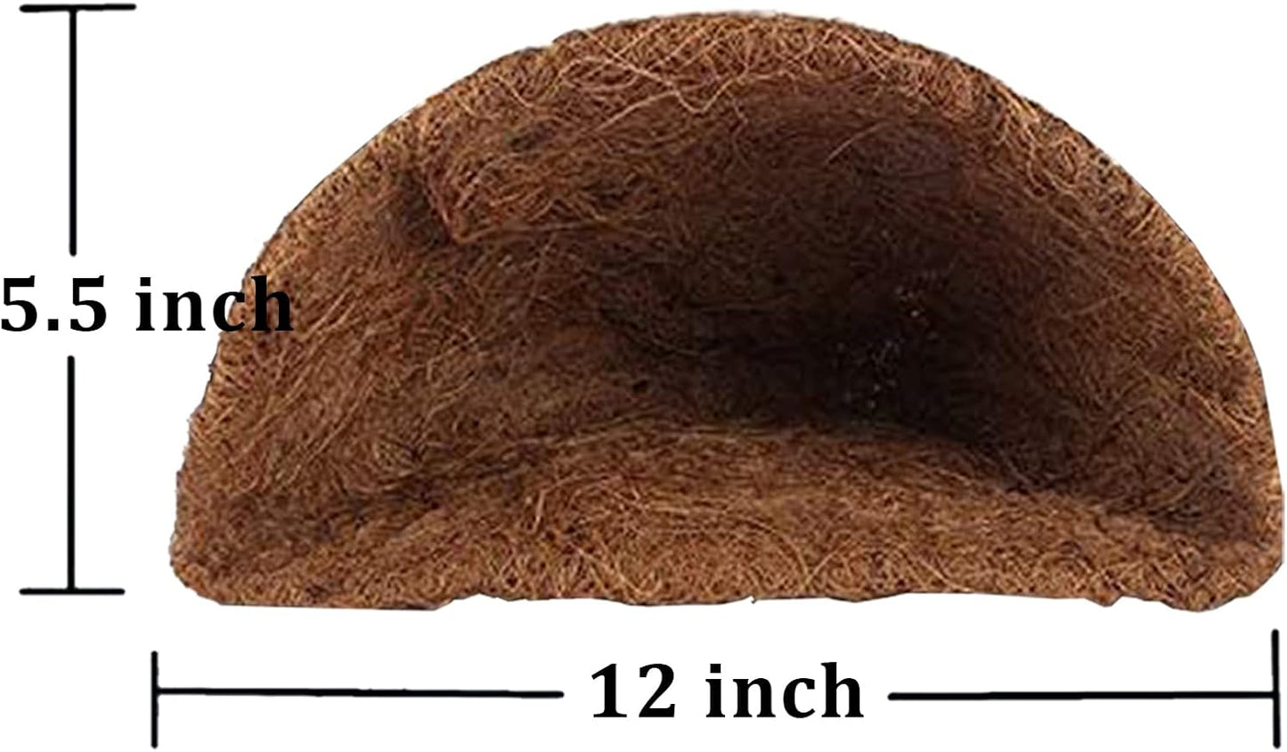 2PCS Half Round Replacement Coco Liner for Hanging Basket Wall Flower Basket, 12 inch, Half Circle Wall Planter Coconut Fiber Plant Basket Liner for Garden Planter Flower Pot (12 inch)