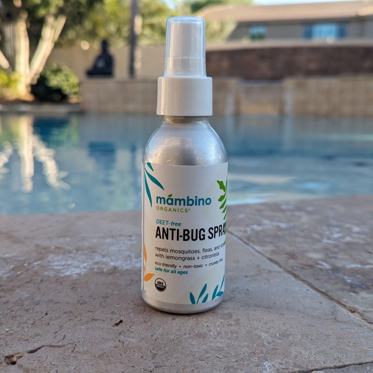 Anti-Bug Spray DEET-Free – Organic, All-Natural Bug Spray Travel Size with Essential Oils – Non-Toxic, Reef Safe, Face-Safe Bug Repellent for Babies, Kids, Adults by Mambino Organics, 4oz