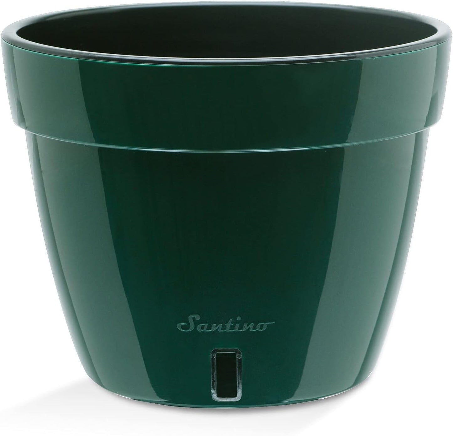 Santino ASTI 9.2 Inch Self Watering Planters Green/Black (Set of 3) for Indoor Plants - Premium Quality Modern Plastic Pot w/Water Level Indicator for All House Plants, African Violets and Dahlias