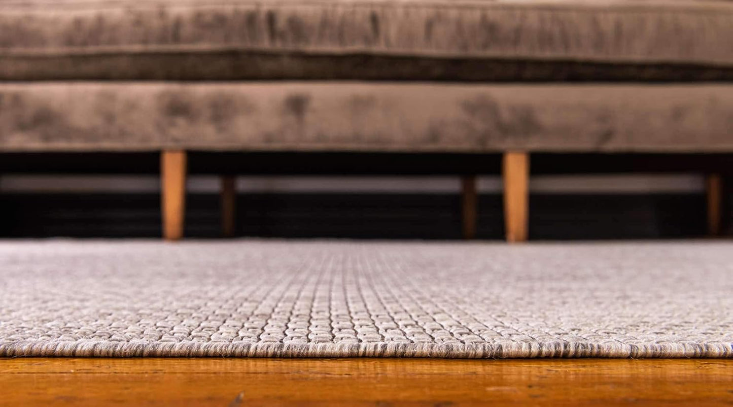 Unique Loom Collection Casual Transitional Solid Heathered Indoor/Outdoor Flatweave Area Rug (9' x 12' Rectangle, Beige/Ivory)