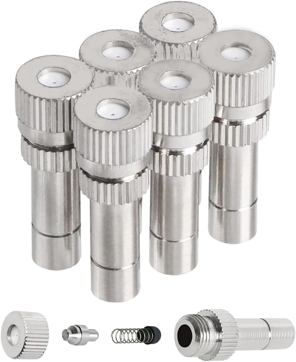 20pcs Brass Mister Nozzles, 6mm Misting Nozzles for Outdoor Cooling System, Landscaping, Air Humidification, Greenhouse Irrigation (without Filter, 0.016"/0.4mm Orifice)