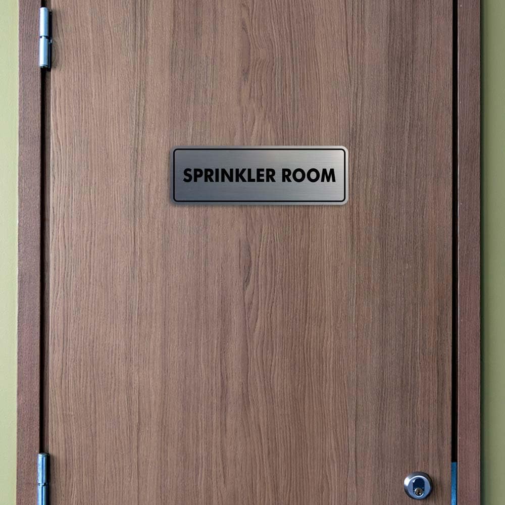 Signs ByLITA Standard Sprinkler Room Sign (Black Gold) - Medium 2 Pack