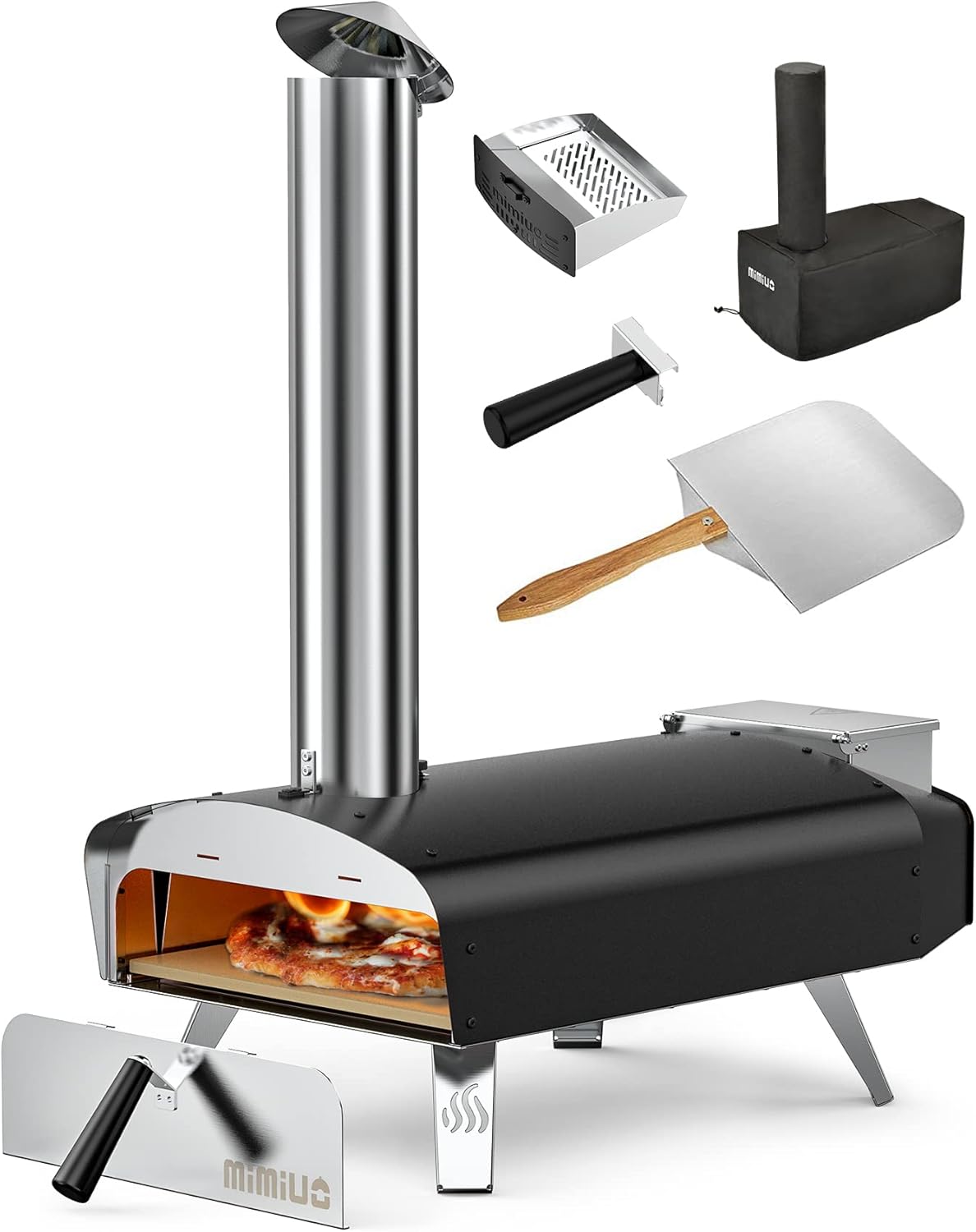 Outdoor Pizza Oven Wood Pellet 12" Pizza Ovens with Pizza Stone and Pizza Peel, Portable Wood-Fired Pizza Oven Pizza Stove for Backyard and Outside (Classic W-Oven Series)