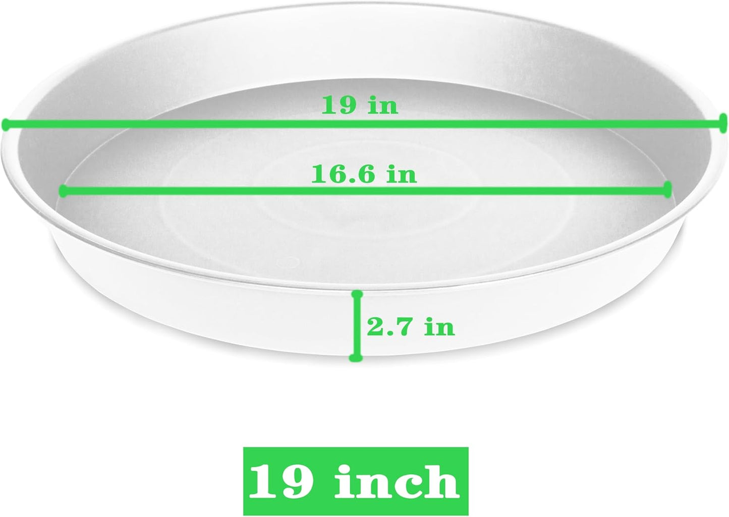 4 Pack of 19 inch Plant Saucer, 2.7" Depth Tray, Large Deep Garden Plastic Flower Planter Plant Trays for Indoors Outdoor Bath Bath (19", Creamy White)