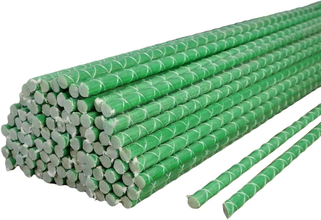 Fiberglass Eco Friendly Garden Stakes (Choose Height/Quantity) – Durable, Lightweight, Tomato, Tree, Strawberry, Plant, Support Fencing Stakes with Patterned Surface 5/16" Diameter (20, 4)