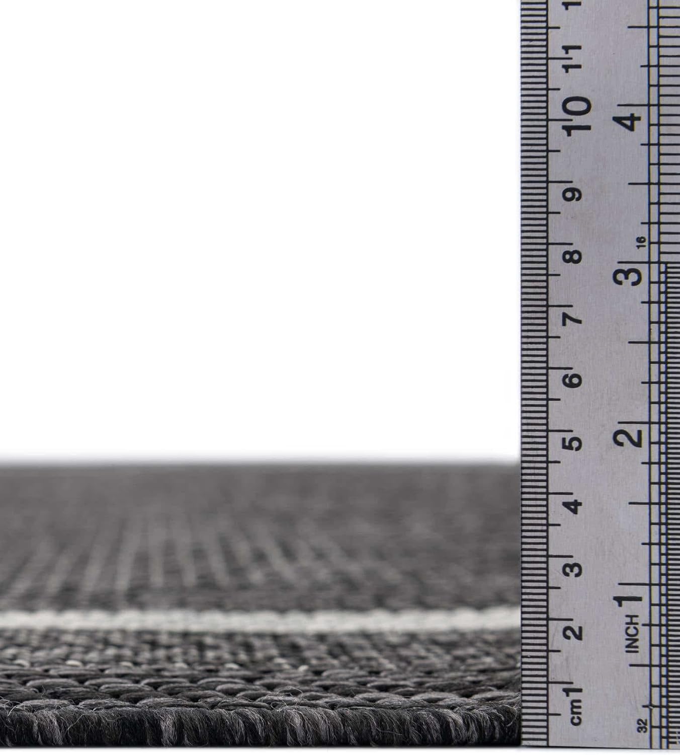 Unique Loom Outdoor Border Collection Area Rug - Soft Border (13' Round, Black/ Ivory)