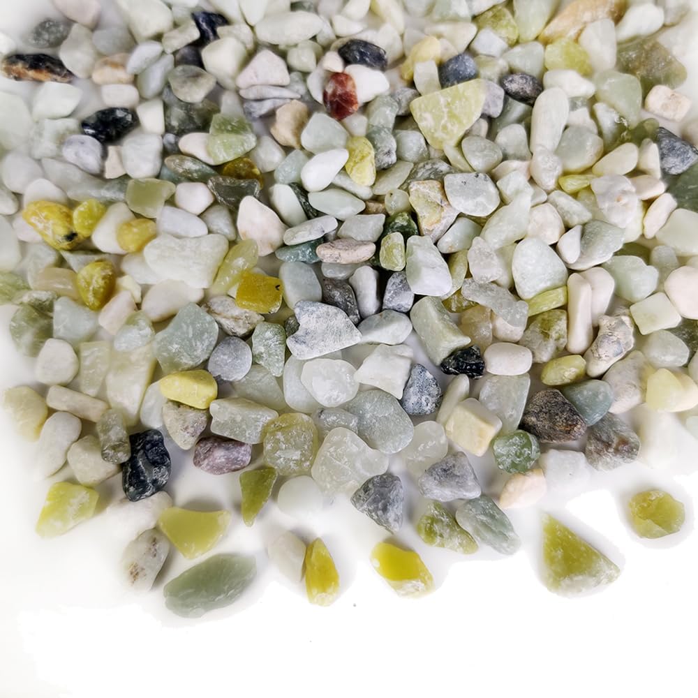 HappyFiller 18 Pound Small Rocks Decorative Tiny Pea Gravels for Aquarium Fish Tank Rocks,Indoor Outdoor Plants Catcus Succulent Top Dressing,Zen Garden,Vase Fillers,Light Green Mix,0.31-0.47"