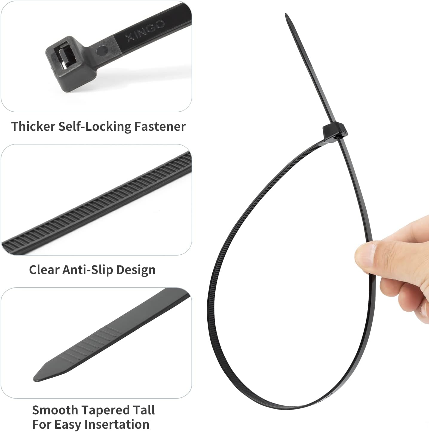 XINGO 12 inch White Zip Ties Heavy Duty 100 PCS, 200 LBS Ultra Strong Plastic Wire Ties, Large Cable Ties Extra Long Tie Wraps, Indoor and Outdoor UV Resistant