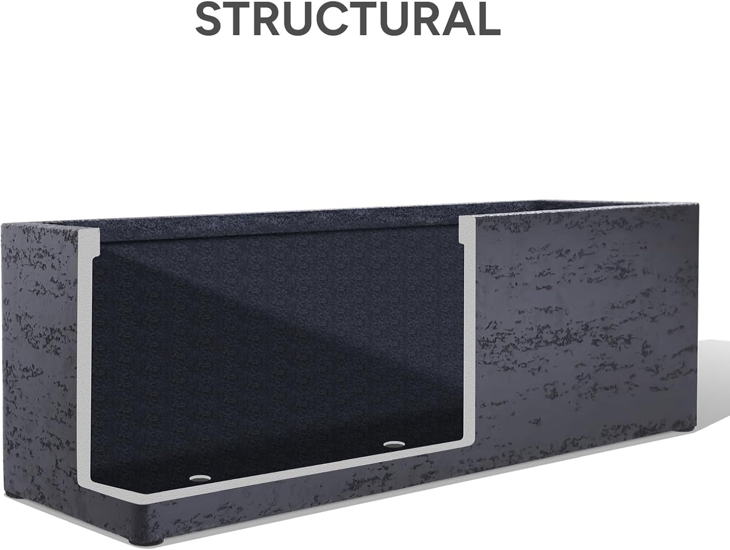 42 Inch Rectangular Concrete Planter（42Lx14Wx15H，58 Pounds）,Durable All-Weather Use with Drainage Holes,Large Rectangular Planter for Outdoor Indoor Plants