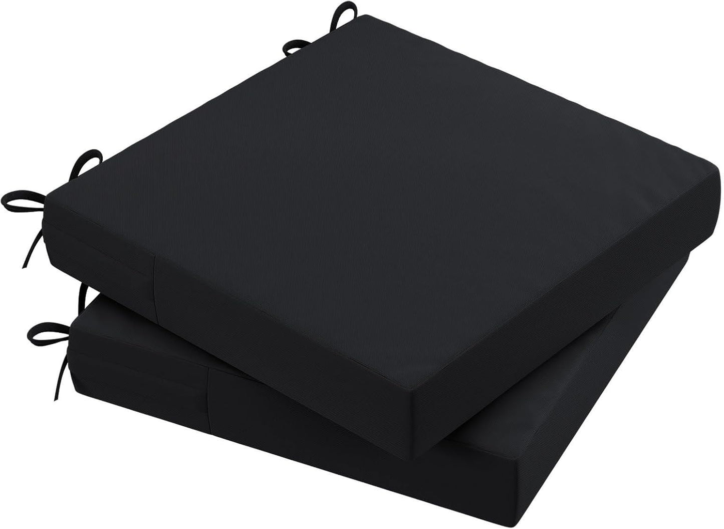 AAAAAcessories Outdoor Seat Cushions for Chairs, Waterproof, Fade-Resistant Patio Furniture Replacement Cushions, 18" x 18" x 2", Set of 2, Black