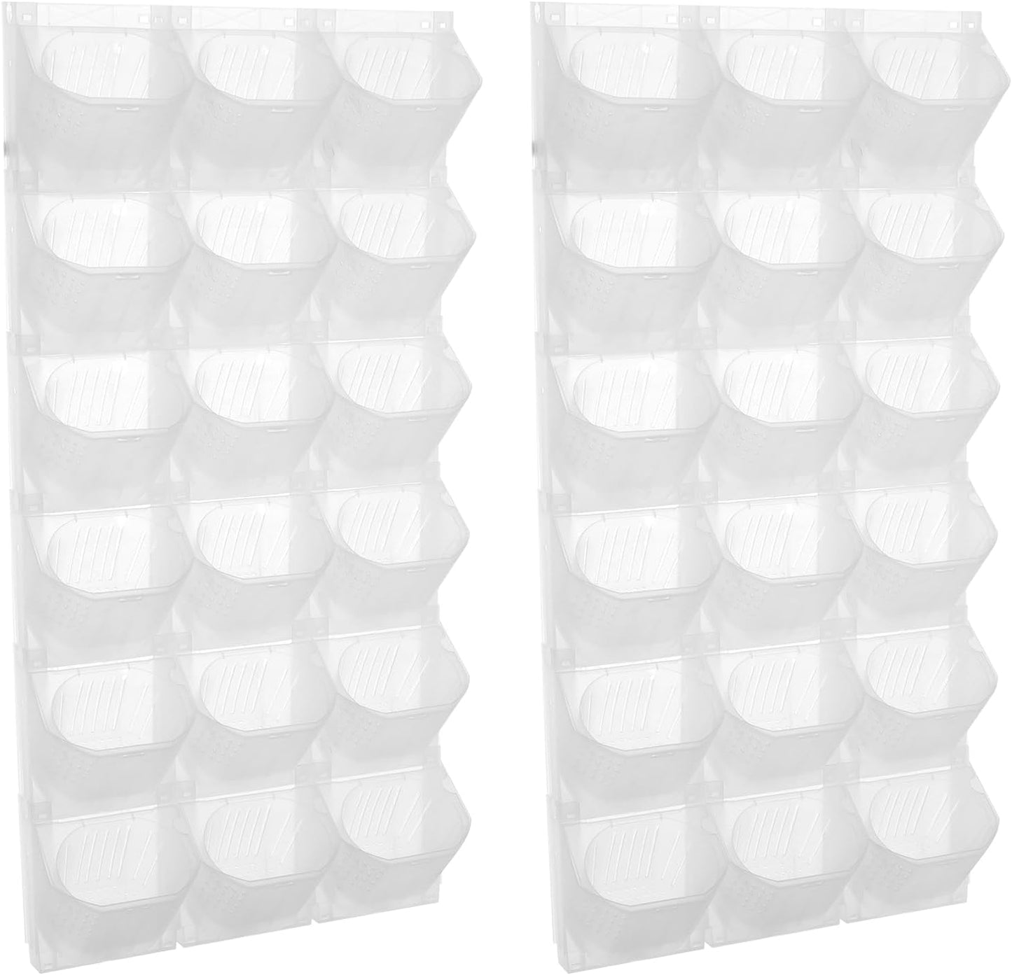 Self Watering Outdoor Wall Mounted Planter Vertical Garden with 36 Pockets Plastic Plant Grow Pots for Hanging Flower Herbs Vegetables Home Indoor Outdoor White