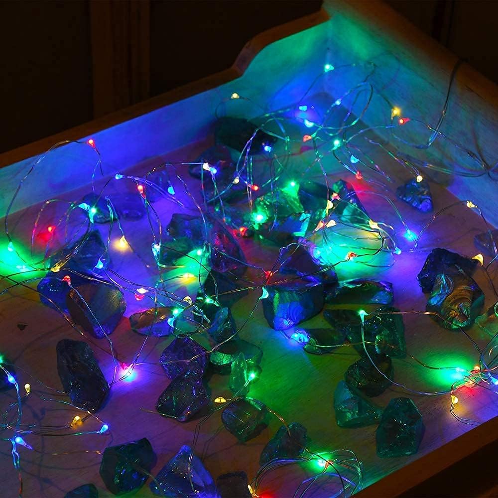 2 Pack Solar Powered Fairy String Lights Outdoor Waterproof 8 Modes Twinkle Christmas Decorations Lights, Each 33ft-100LED, 40ft-120LED, 66ft-200LED, 80ft-240LED, (Multicolor, 66)