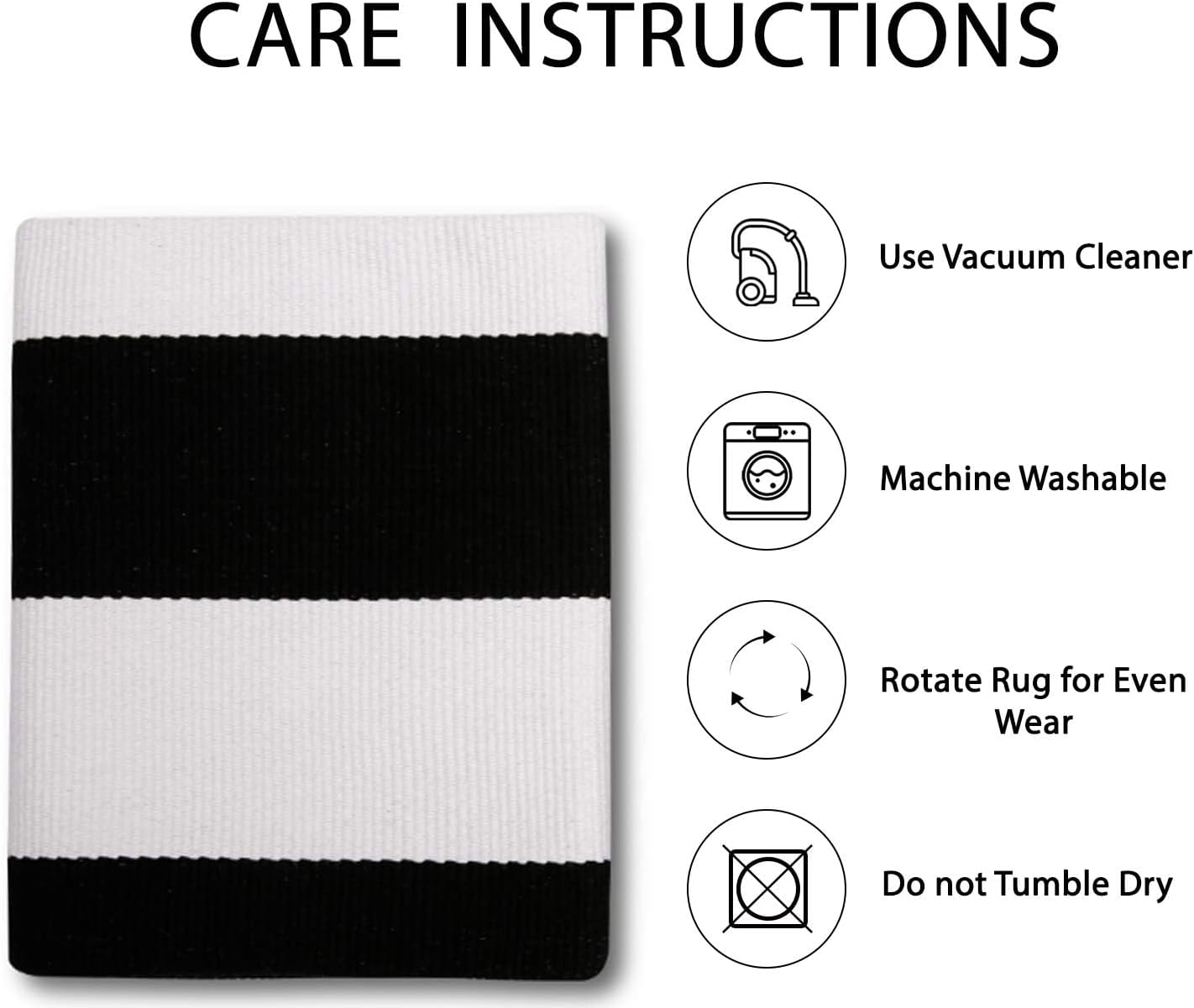 IOHOUZE Black White Striped Rug -2x4.3 Front Door Mats Outdoor,Washable Rug for Front Porch Decor,Spring Summer Welcome Mats Outdoor Indoor, Doormat for Farmhouse/Entryway/Home Entrance