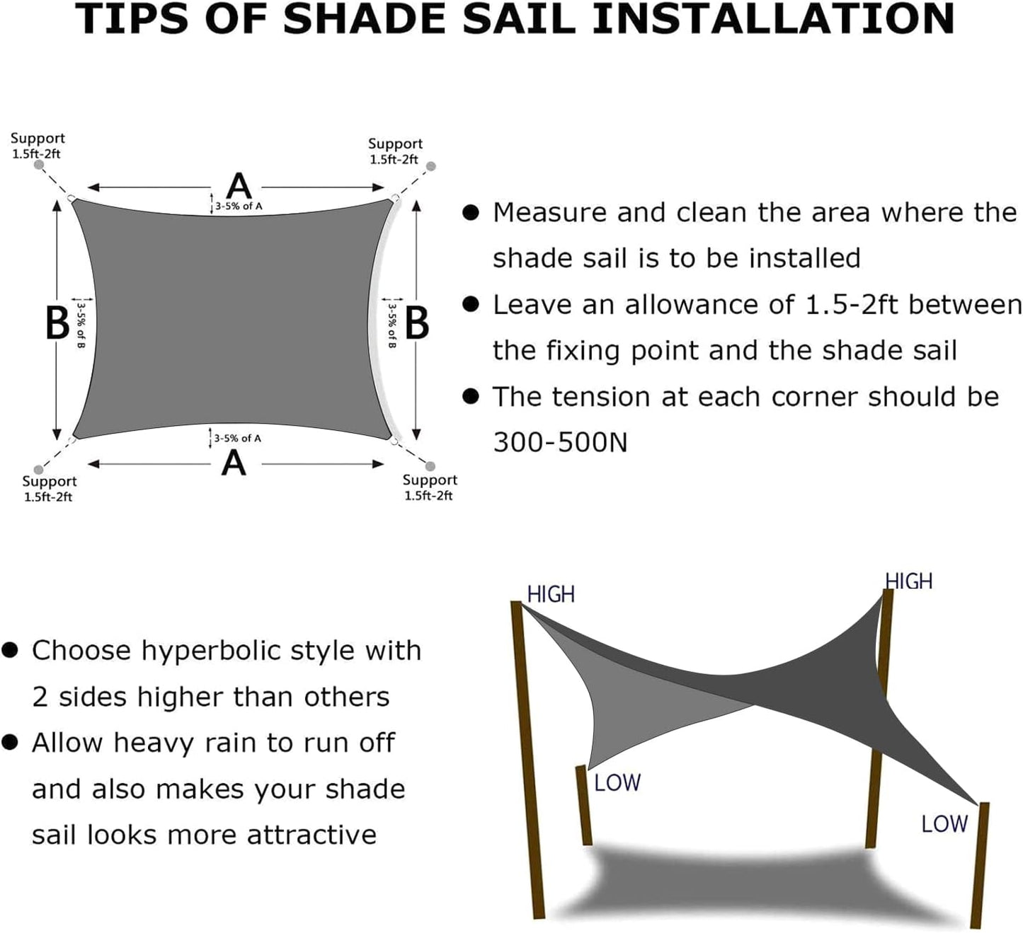 KANAGAWA 6'X18' Dark Gray Custom Size Sun Shade Sail Rectangle UV Block Canopy Cover for Patio Backyard Lawn Garden Outdoor (Customized Available)